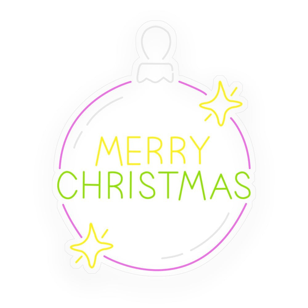 Christmas Neon Sign — Merry Christmas Bauble LED Wall Light, Dimmable