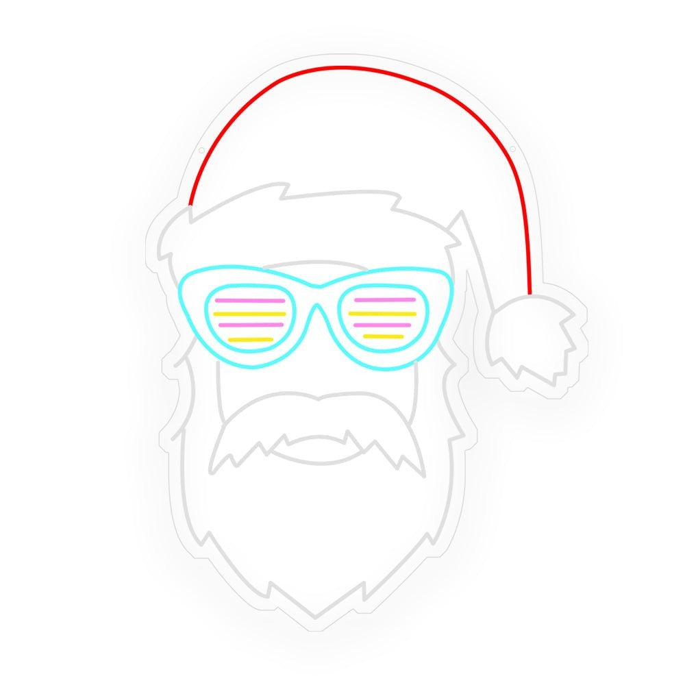 Christmas Neon Sign — Santa Claus with Glasses LED Wall Light, Dimmable