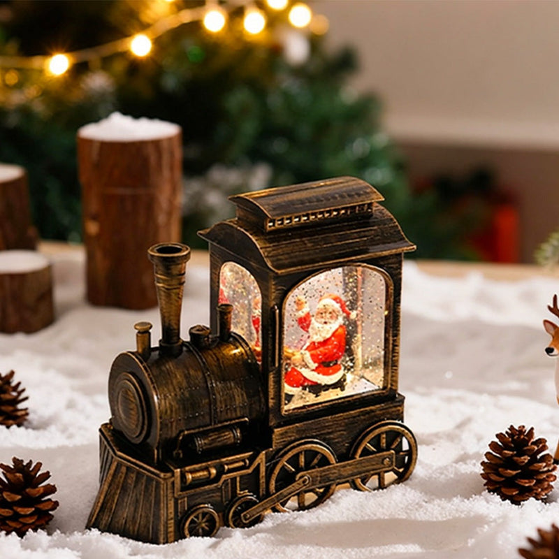 Christmas Train Light — Snowfall Lantern with Santa or Snowman, USB