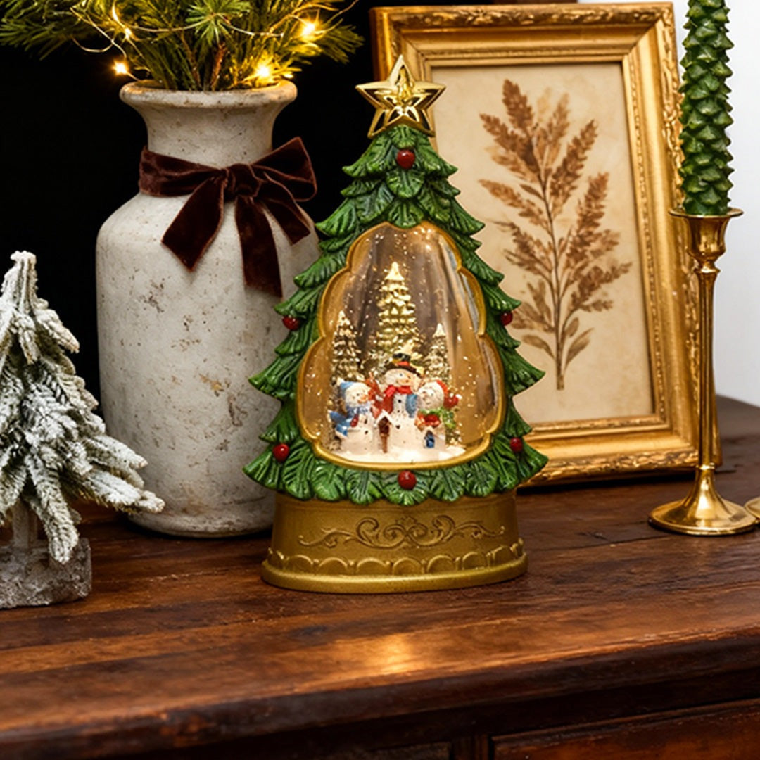 Christmas Snow Globe Night Light — Musical Tree Lamp with Swirling Snow