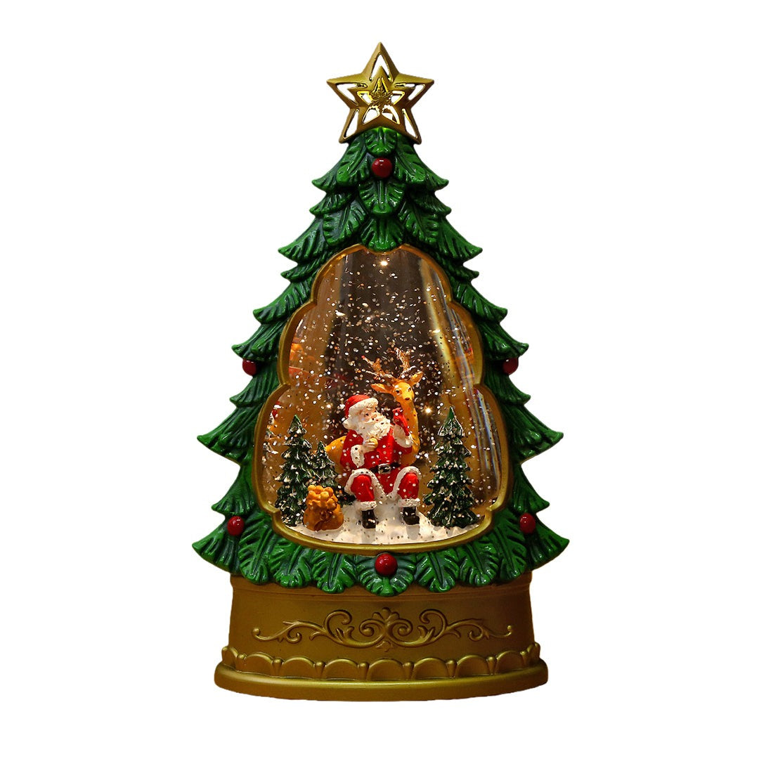 Christmas Snow Globe Night Light — Musical Tree Lamp with Swirling Snow