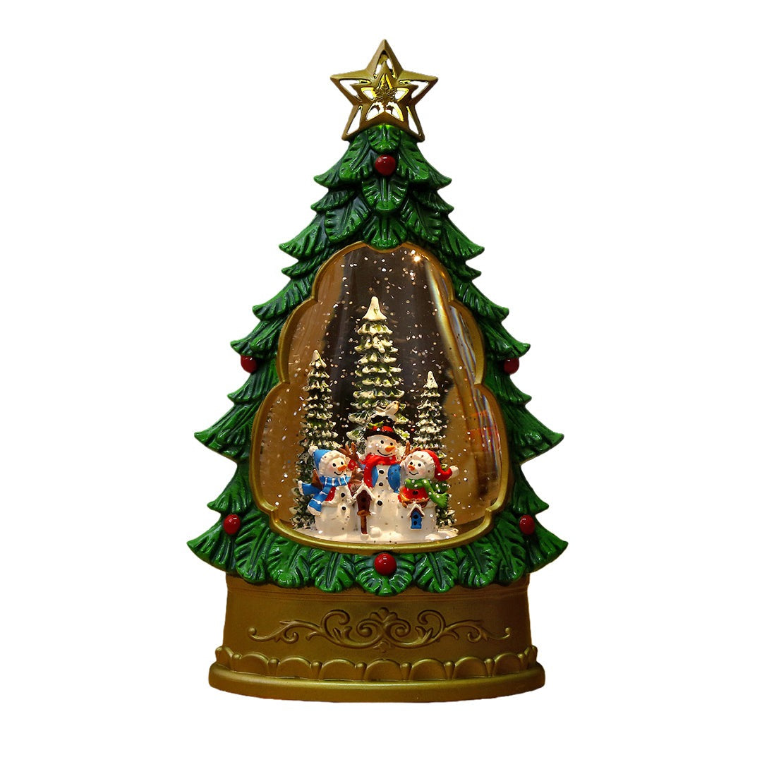 Christmas Snow Globe Night Light — Musical Tree Lamp with Swirling Snow