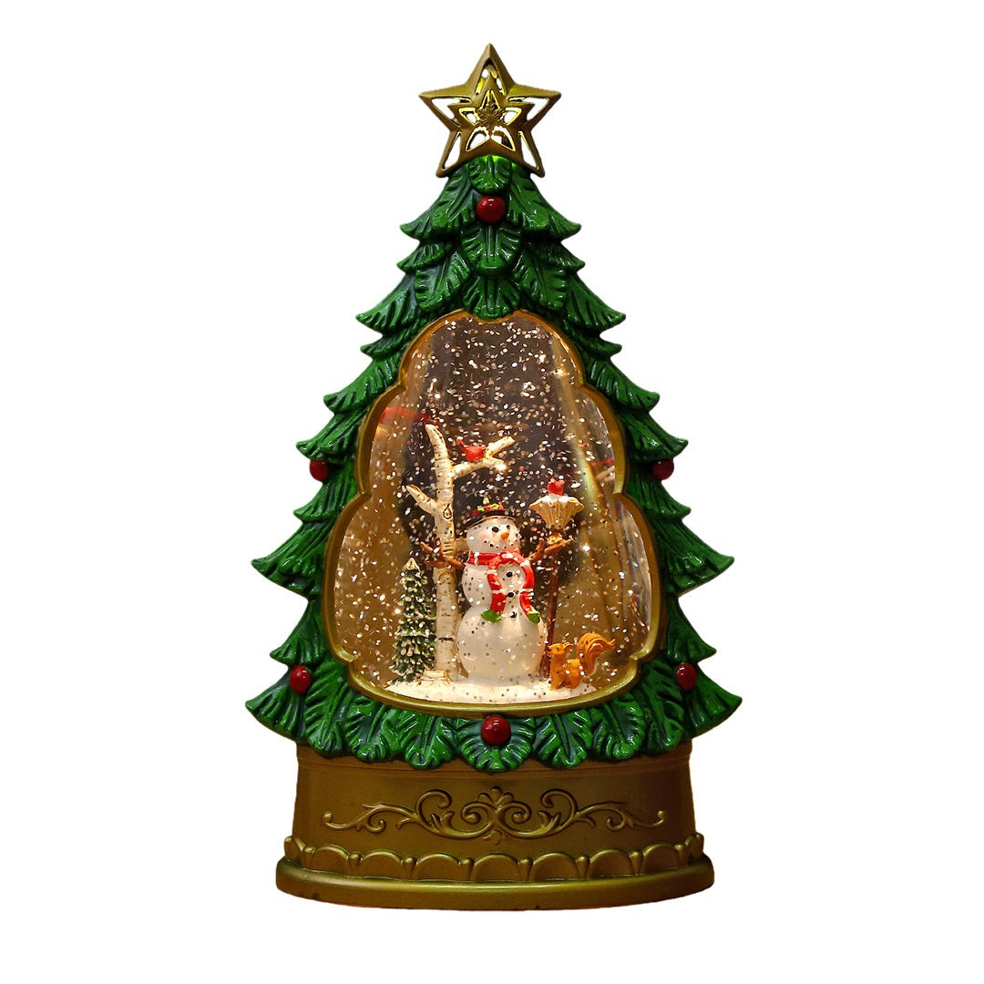 Christmas Snow Globe Night Light — Musical Tree Lamp with Swirling Snow