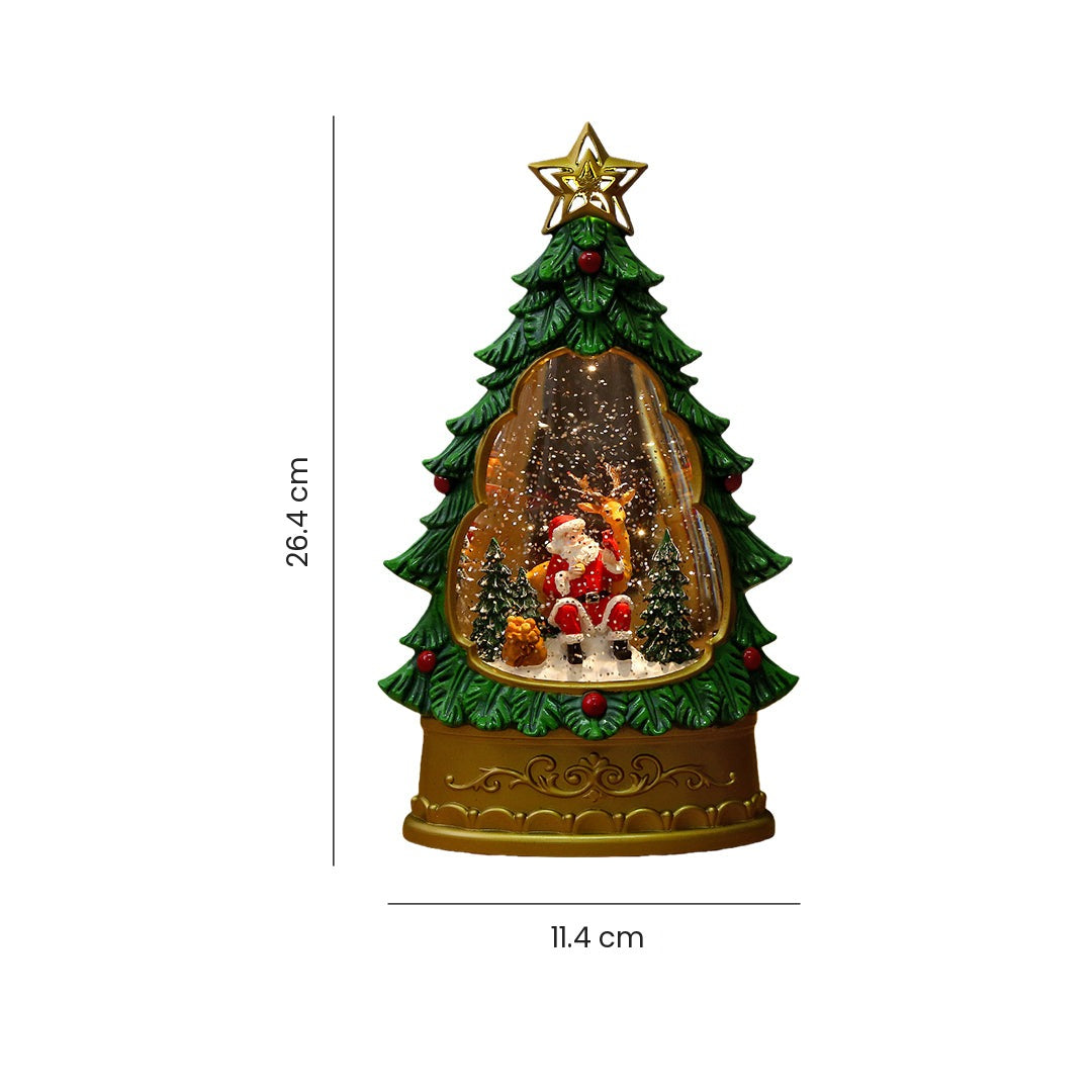Christmas Snow Globe Night Light — Musical Tree Lamp with Swirling Snow