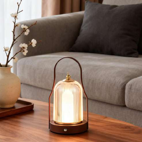 Cordless Lantern Lamp — Brushed Brass Rechargeable Table Lamp, 3 Colors