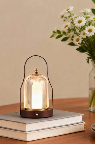 Cordless Lantern Lamp — Brushed Brass Rechargeable Table Lamp, 3 Colors