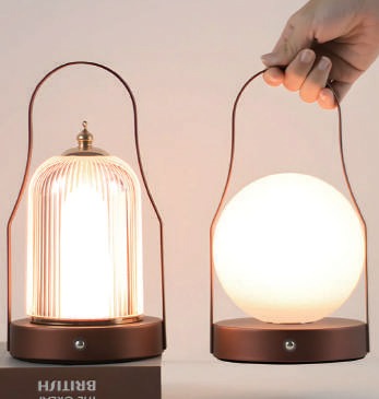 Cordless Lantern Lamp — Brushed Brass Rechargeable Table Lamp, 3 Colors