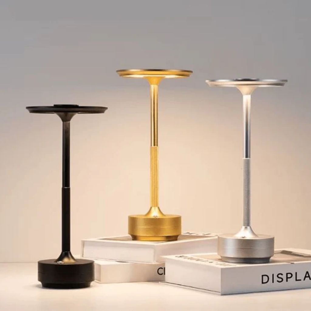 Cordless Touch Table Lamp — Rechargeable Aluminum LED, 3 Light Colors