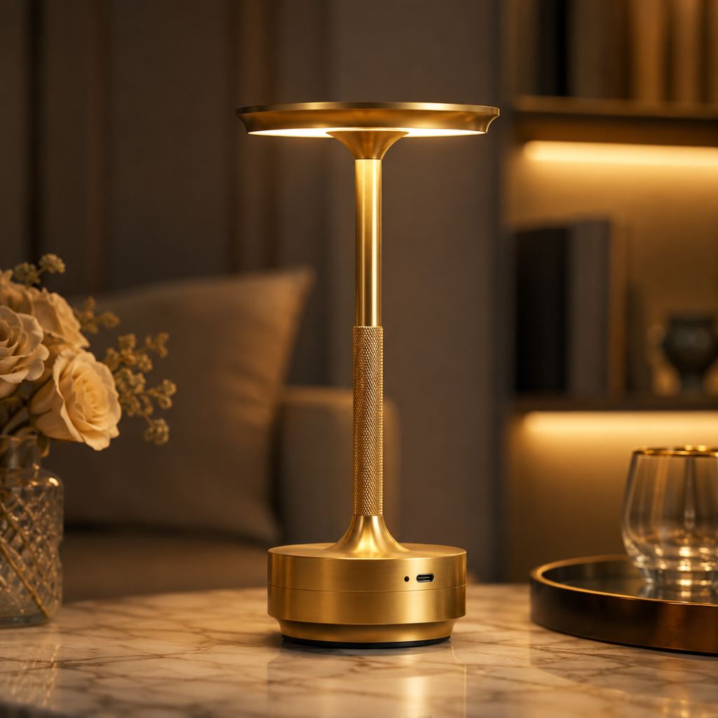 Cordless Touch Table Lamp — Rechargeable Aluminum LED, 3 Light Colors