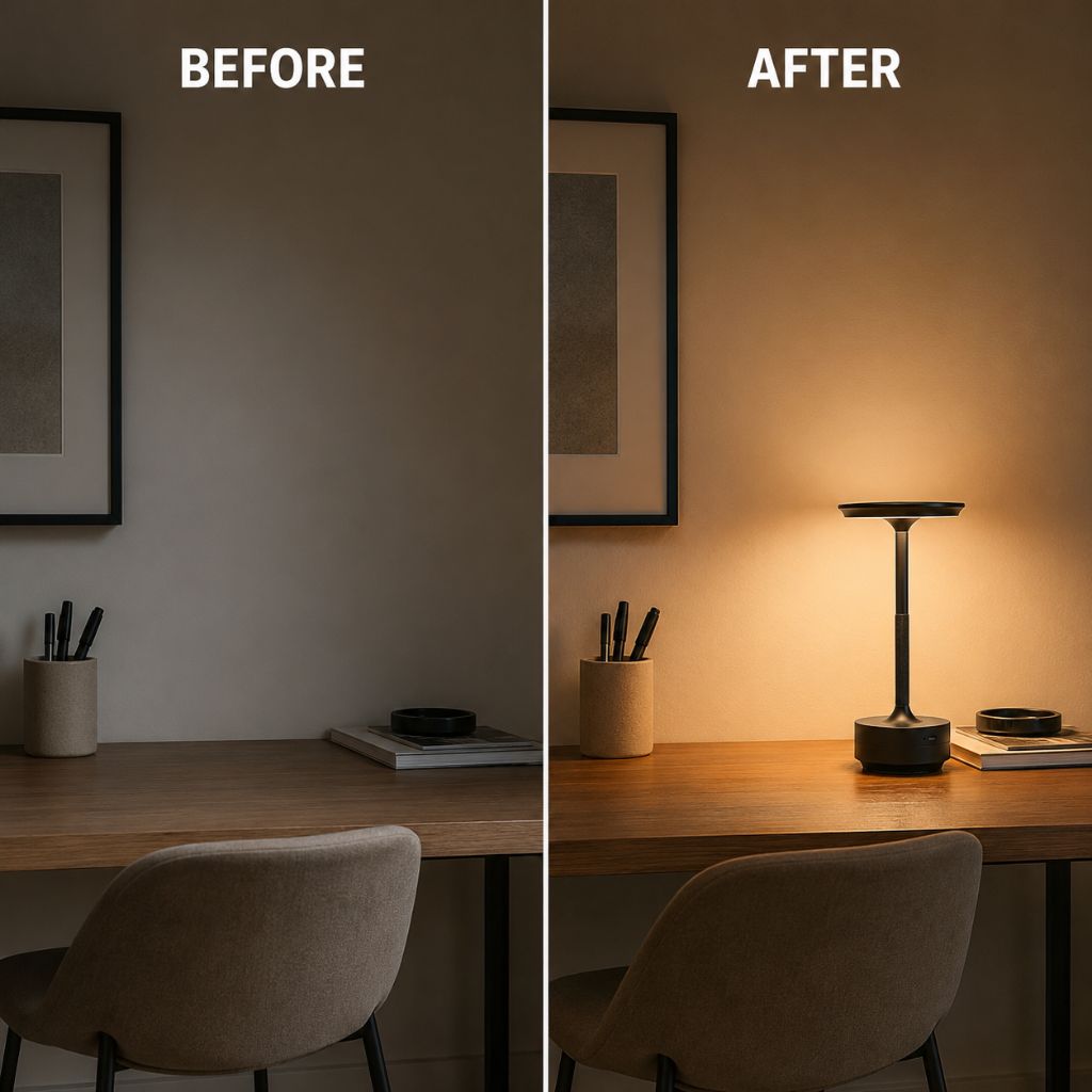 Cordless Touch Table Lamp — Rechargeable Aluminum LED, 3 Light Colors
