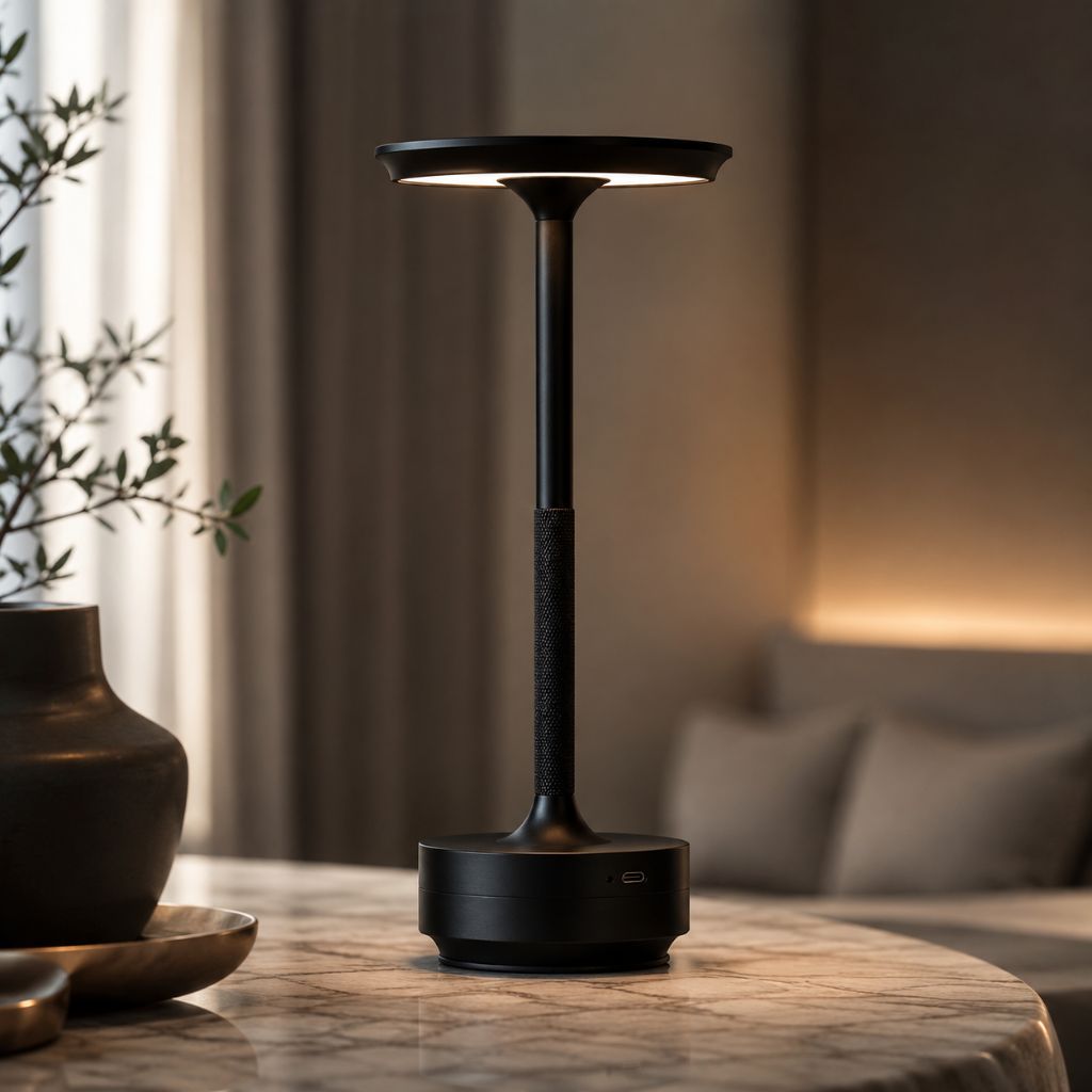 Cordless Touch Table Lamp — Rechargeable Aluminum LED, 3 Light Colors
