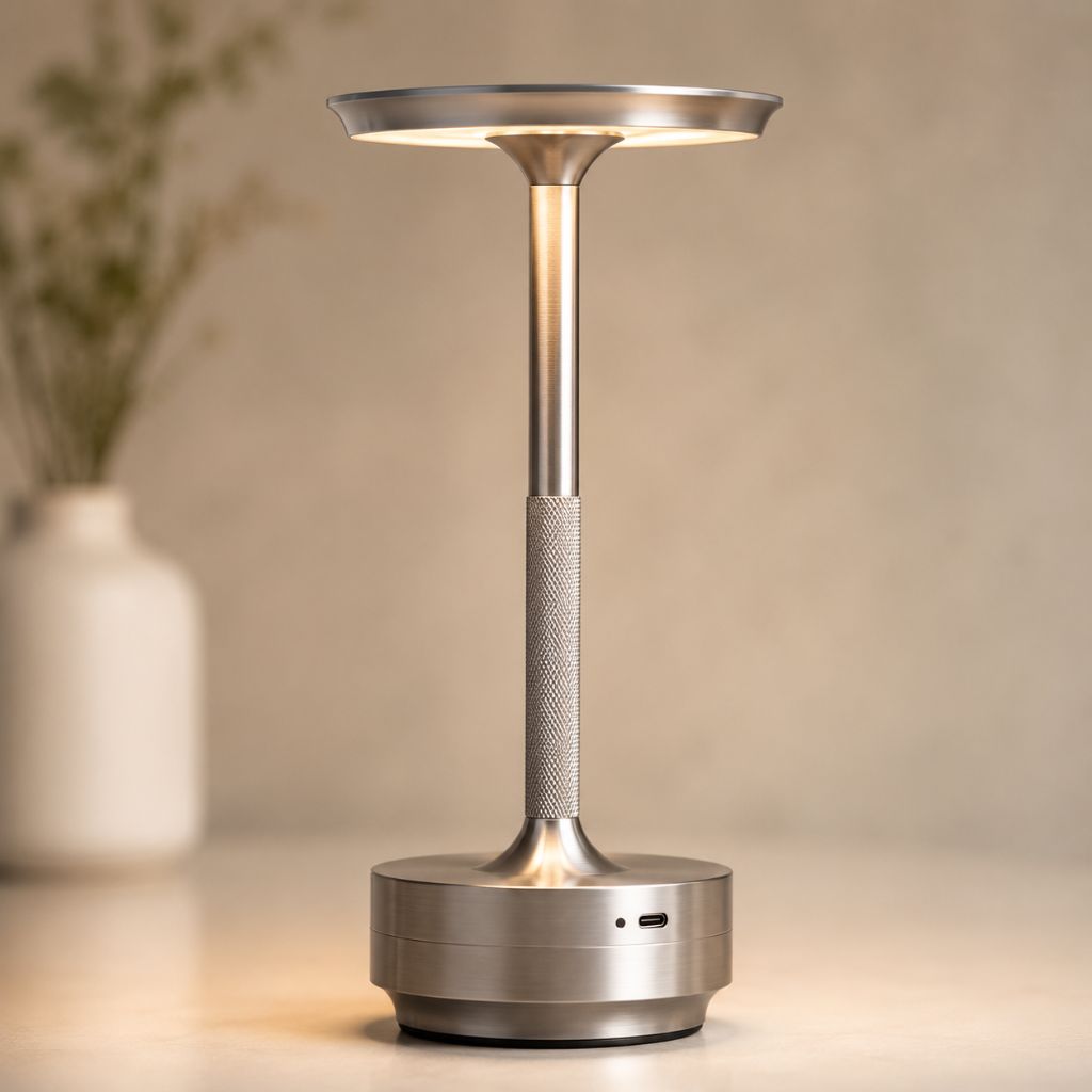 Cordless Touch Table Lamp — Rechargeable Aluminum LED, 3 Light Colors