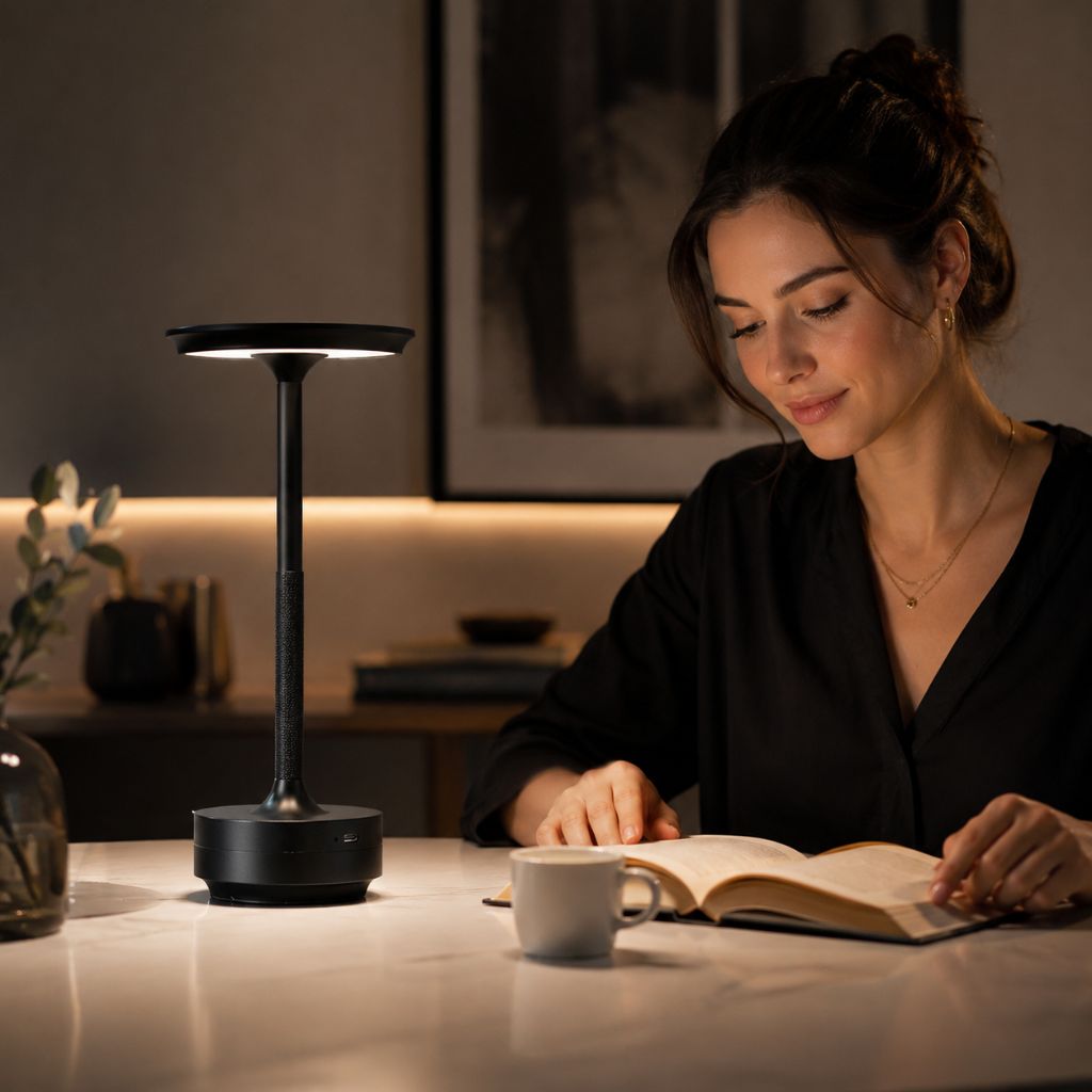 Cordless Touch Table Lamp — Rechargeable Aluminum LED, 3 Light Colors