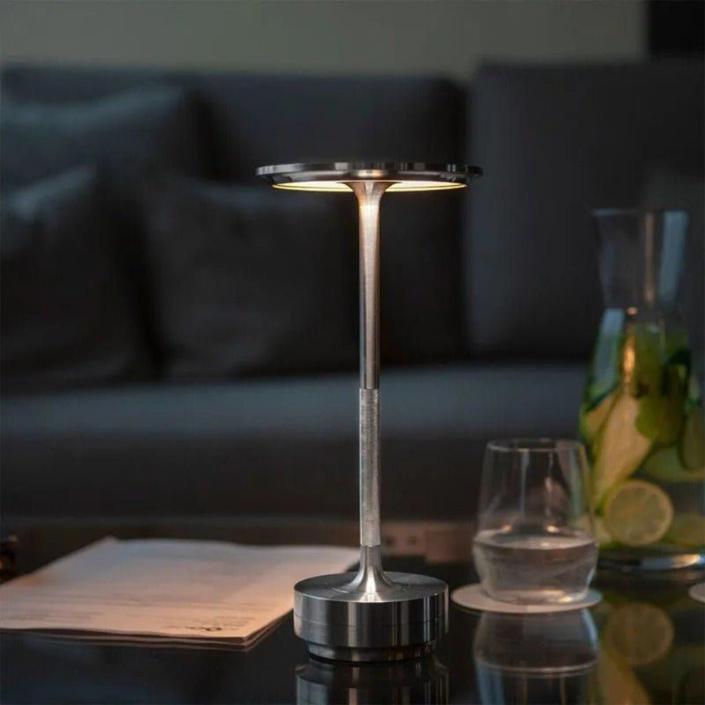 Cordless Touch Table Lamp — Rechargeable Aluminum LED, 3 Light Colors