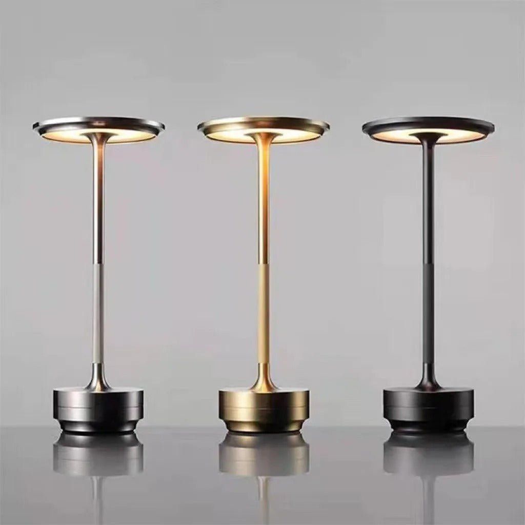 Cordless Touch Table Lamp — Rechargeable Aluminum LED, 3 Light Colors
