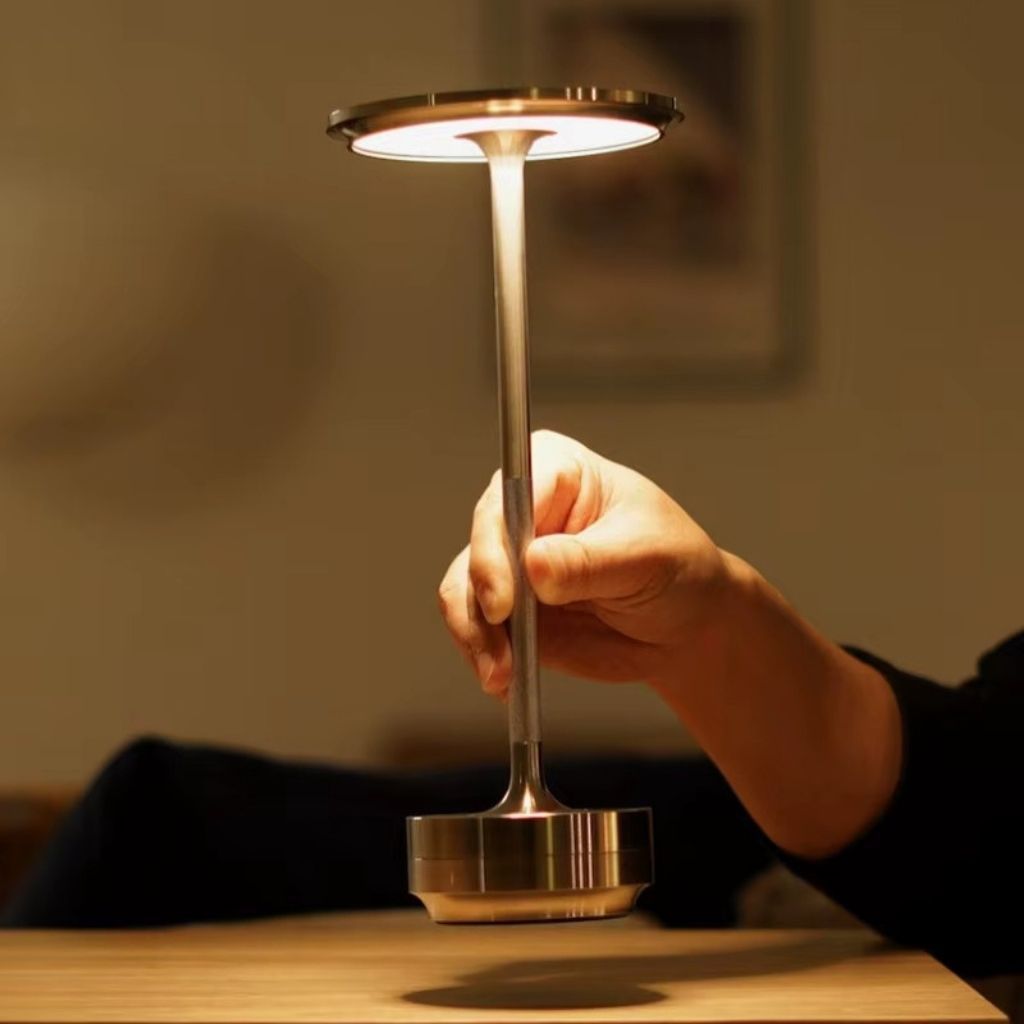 Cordless Touch Table Lamp — Rechargeable Aluminum LED, 3 Light Colors