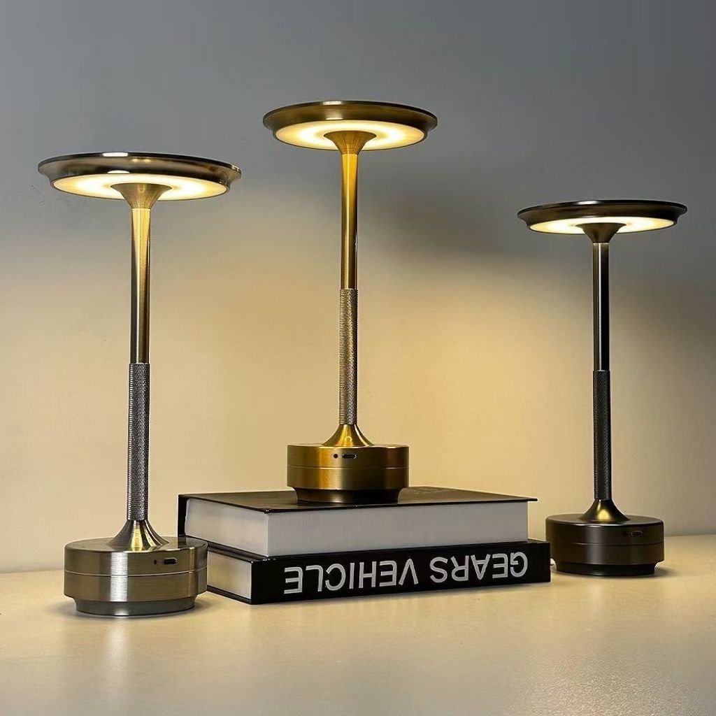 Cordless Touch Table Lamp — Rechargeable Aluminum LED, 3 Light Colors