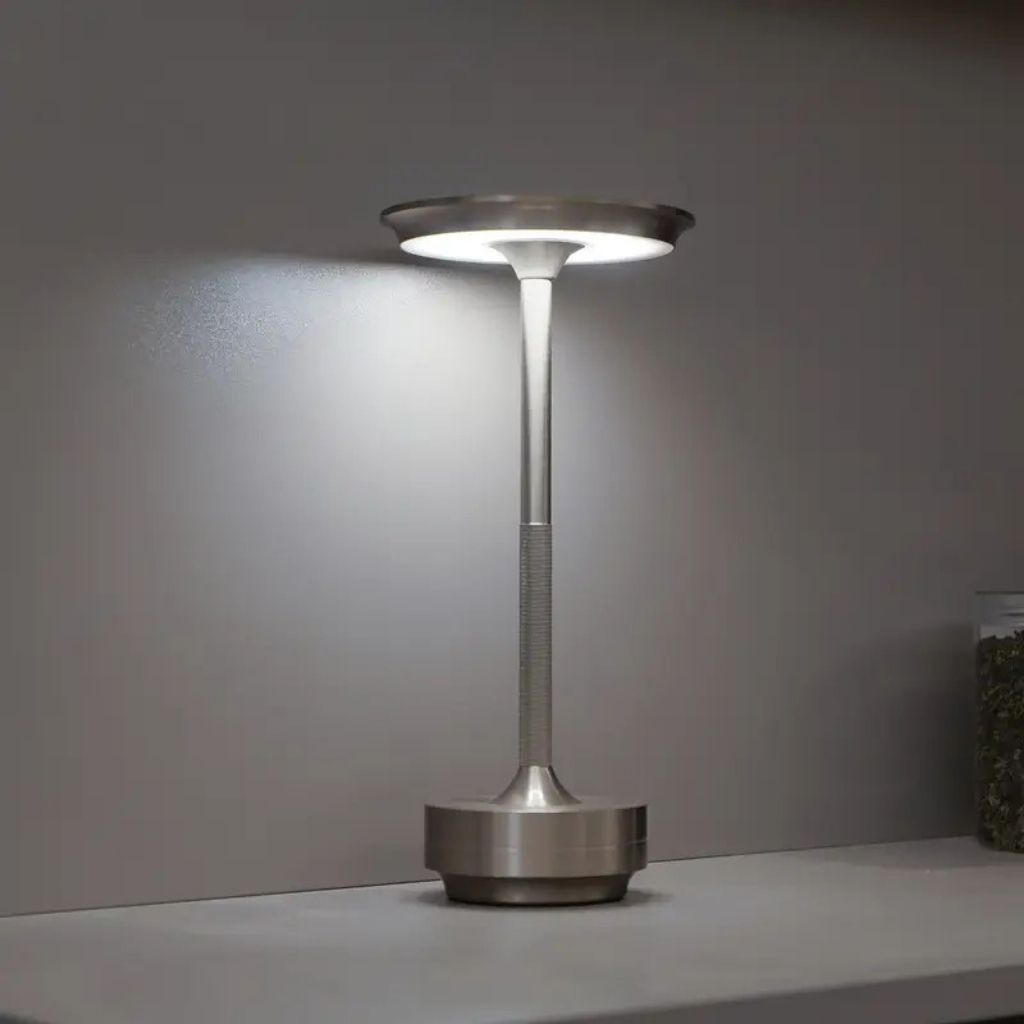 Cordless Touch Table Lamp — Rechargeable Aluminum LED, 3 Light Colors