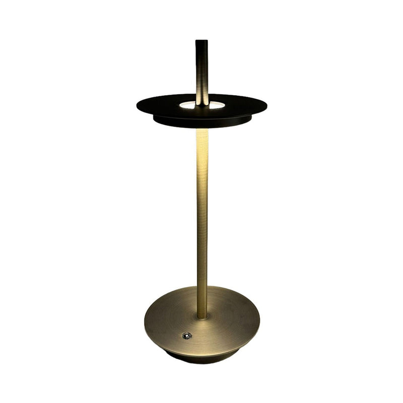 Cordless Table Lamp — Dimmable Rechargeable LED, Slim Metal Disc Head