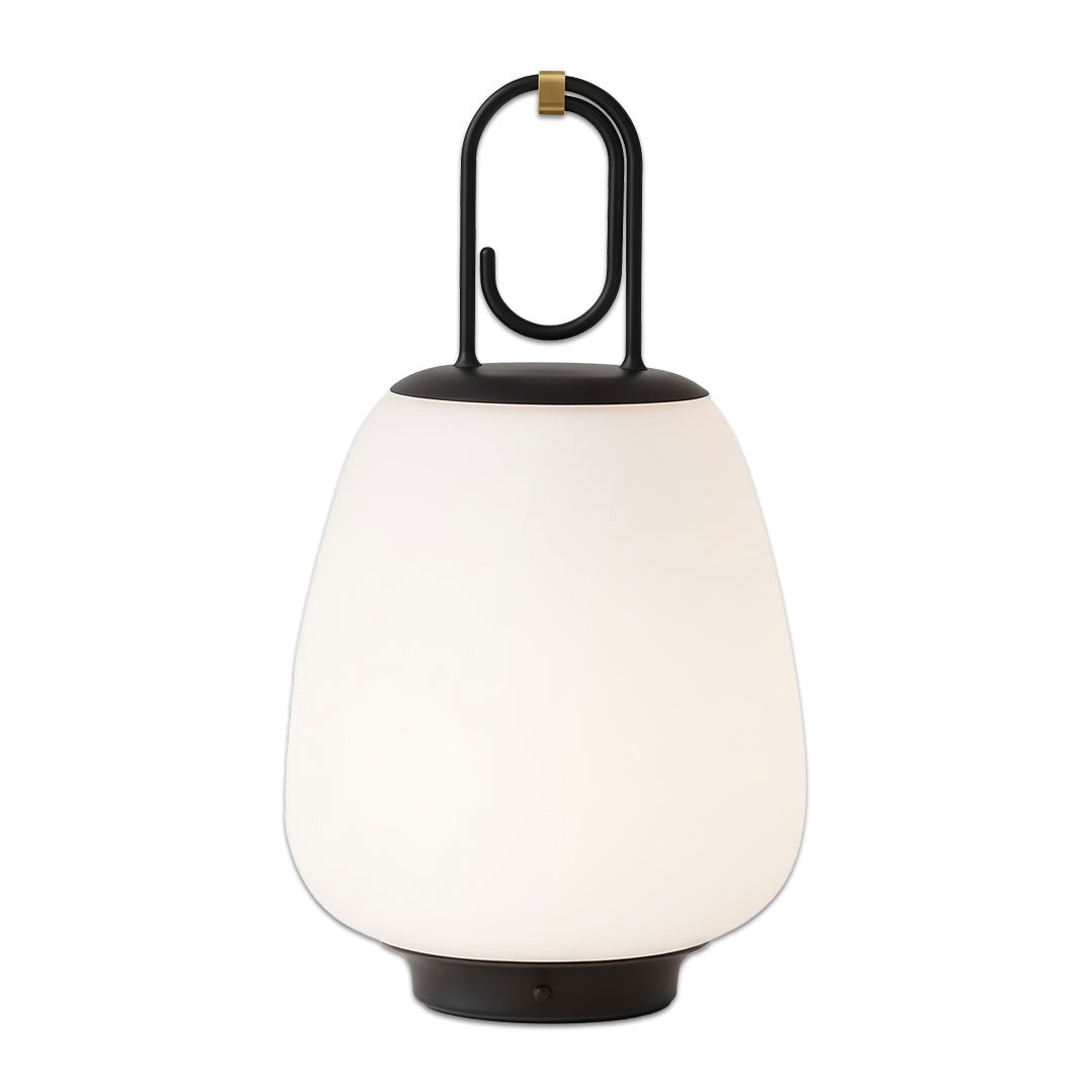 Cordless Lantern Table Lamp — Rechargeable Glass Lamp with Iron Handle