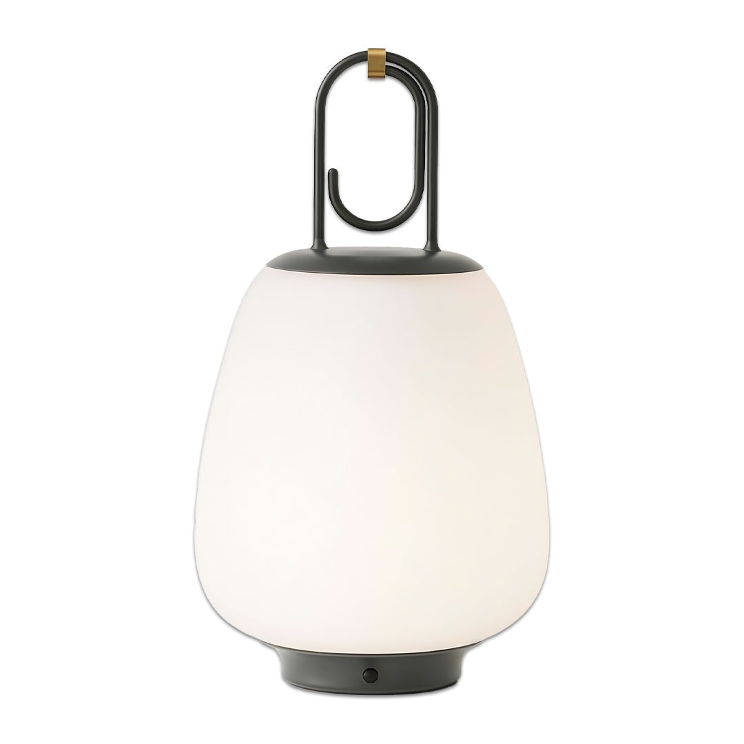 Cordless Lantern Table Lamp — Rechargeable Glass Lamp with Iron Handle