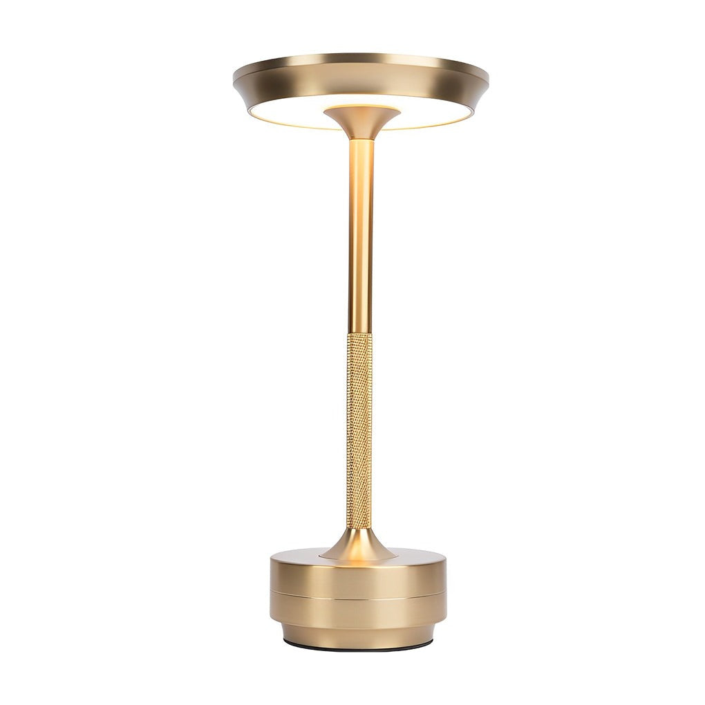Cordless Metal Table Lamp — Slim Disc LED, Rechargeable Touch, 3 Colors