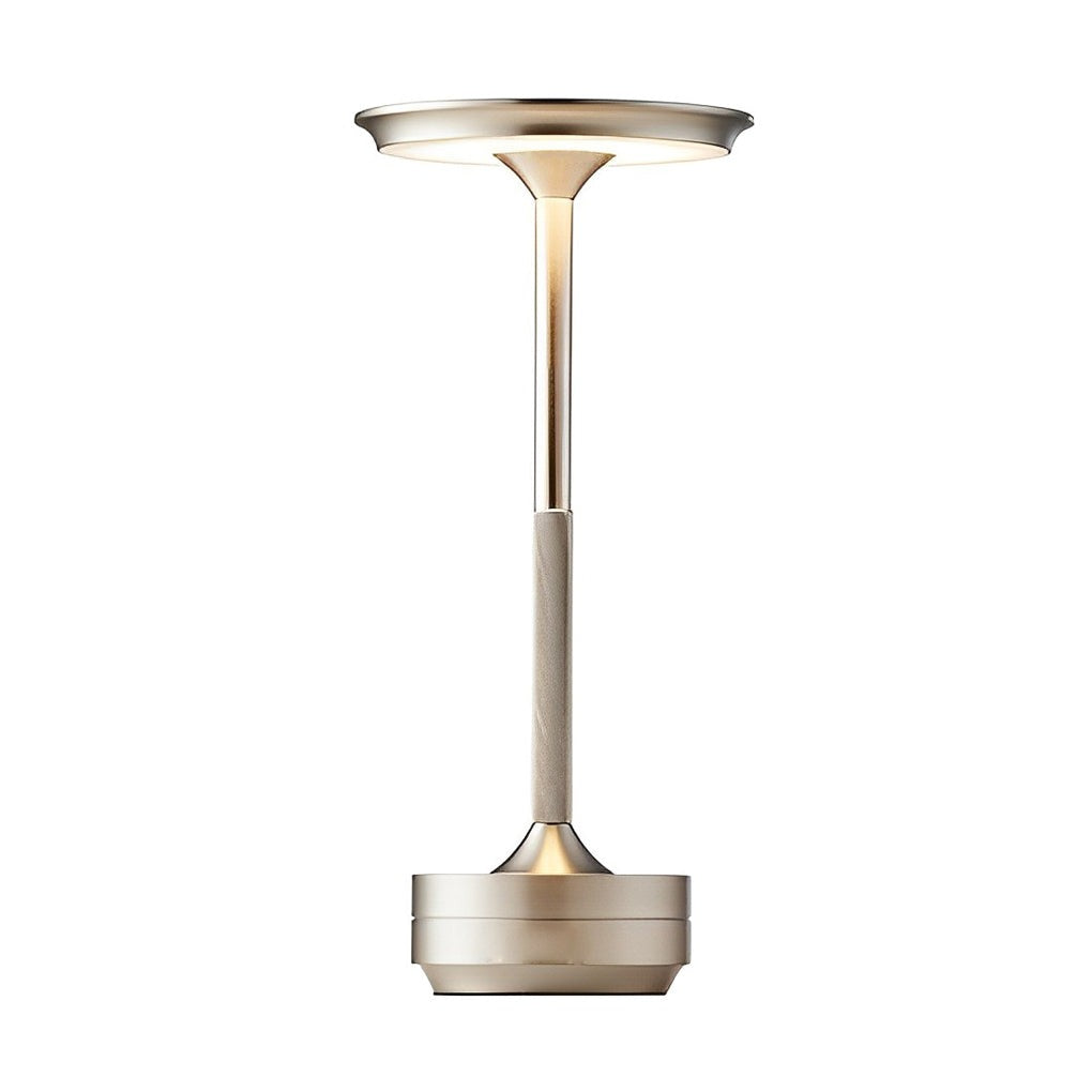 Cordless Metal Table Lamp — Slim Disc LED, Rechargeable Touch, 3 Colors