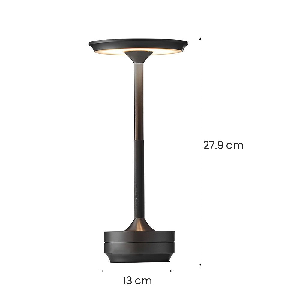 Cordless Metal Table Lamp — Slim Disc LED, Rechargeable Touch, 3 Colors