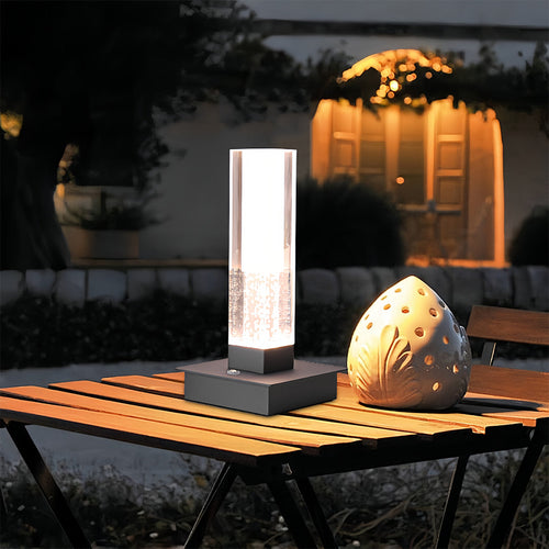 Bubble Crystal Table Lamp — Cordless Acrylic Column, Square Metal Base – view 2