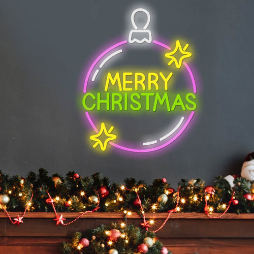 Christmas Neon Sign — Merry Christmas Bauble LED Wall Light, Dimmable – view 1