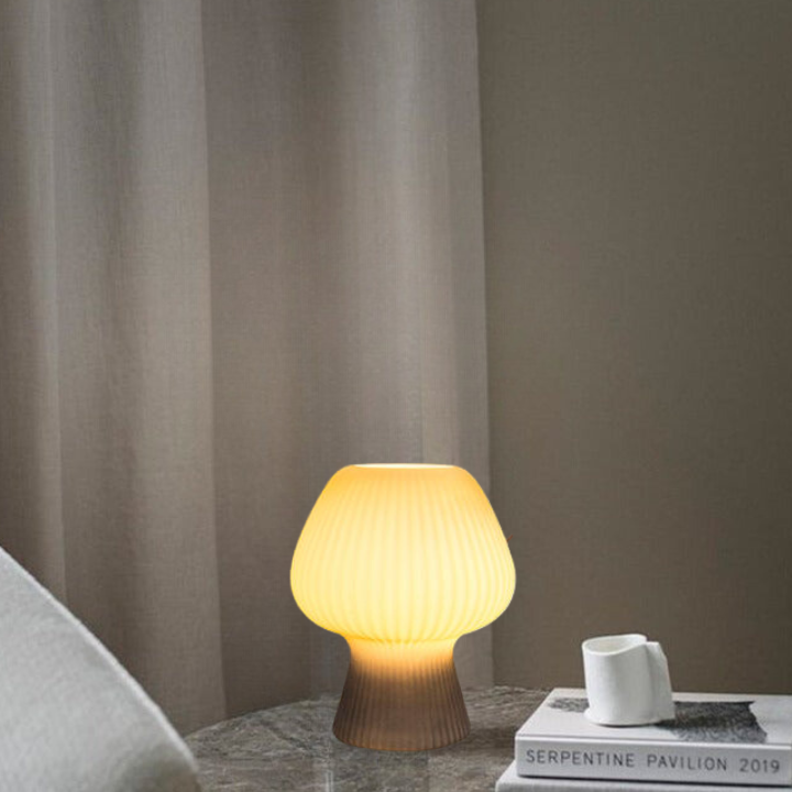 Taos Ribbed Glass Mushroom Table Lamp