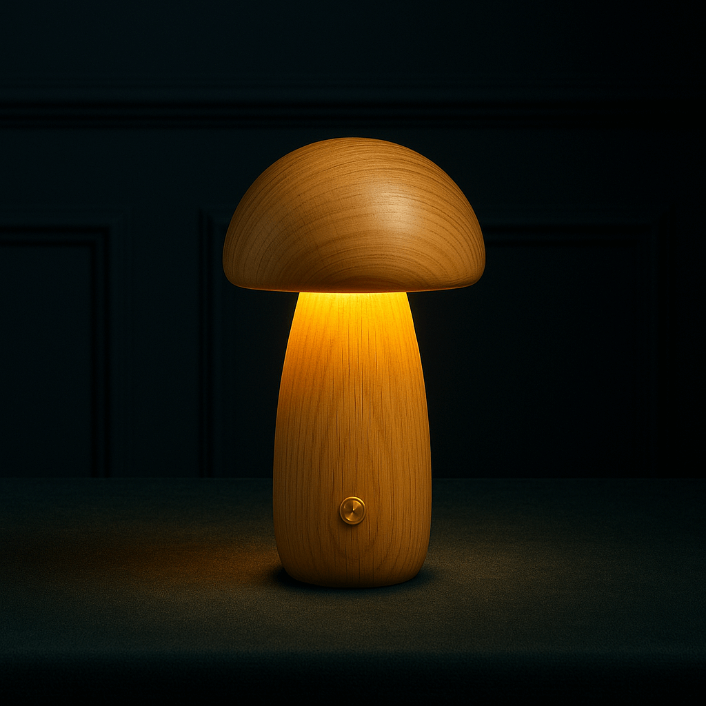 Juniper Wooden Mushroom Table Lamp