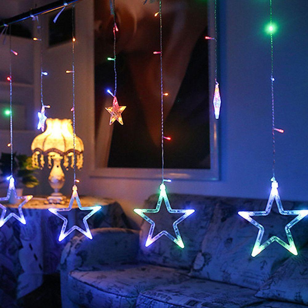 Star Curtain Lights — Acrylic Star LED Christmas Window Lights, 8 Modes