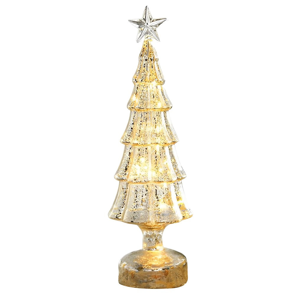 Glass Christmas Tree Light — Light-Up Tabletop Decoration, Warm White LED
