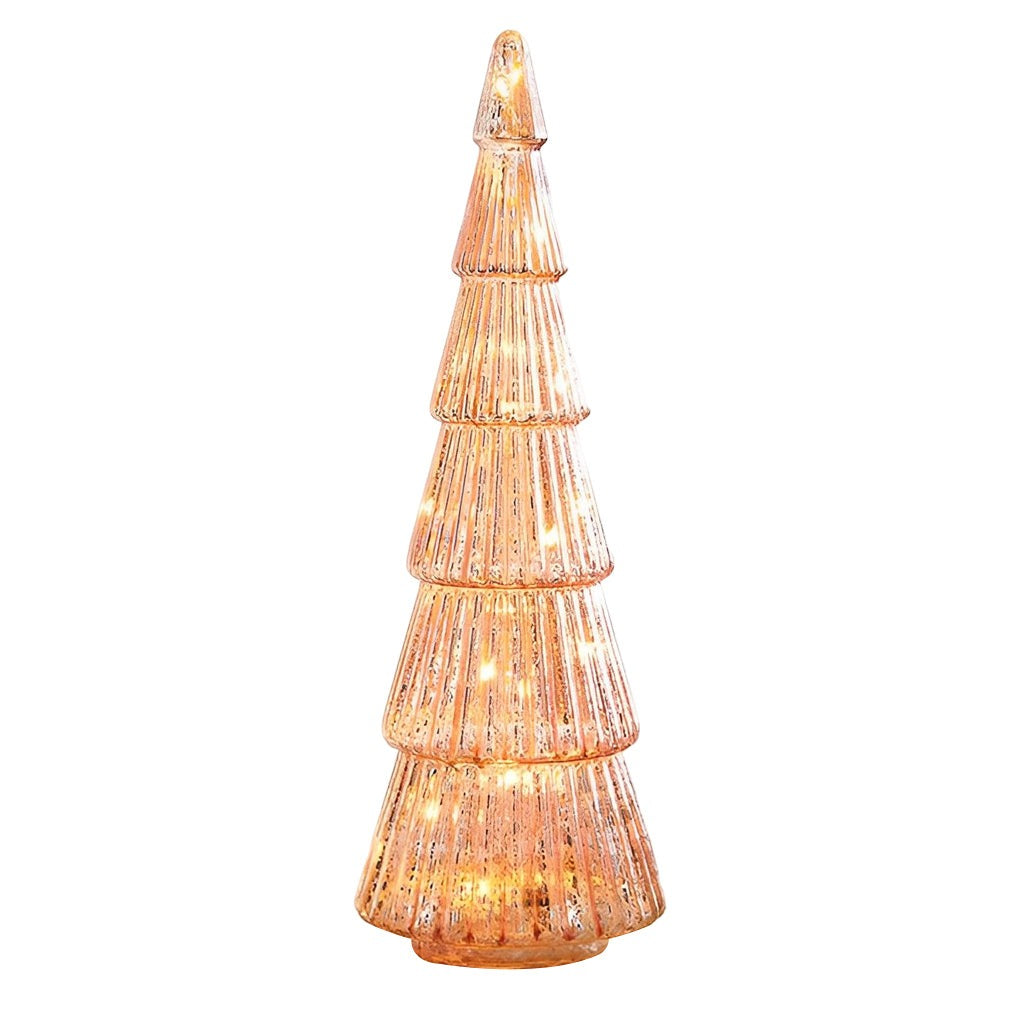 Glass Christmas Tree Light — Light-Up Tabletop Decoration, Warm White LED