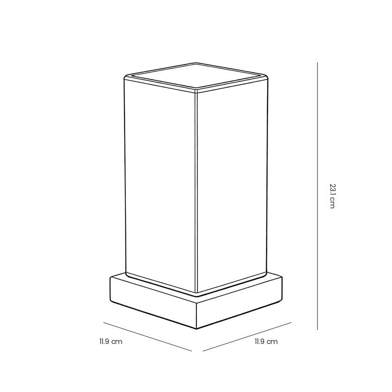 Cordless Glass Cube Table Lamp — Frosted Shade on Wood Base, Rechargeable