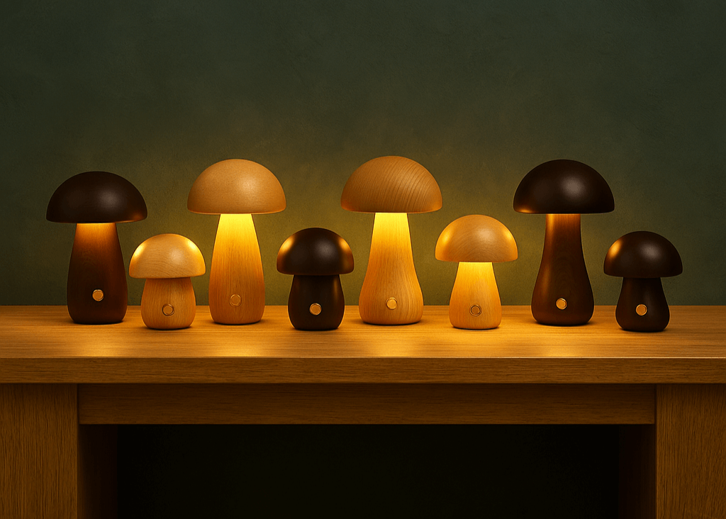 Juniper Wooden Mushroom Table Lamp