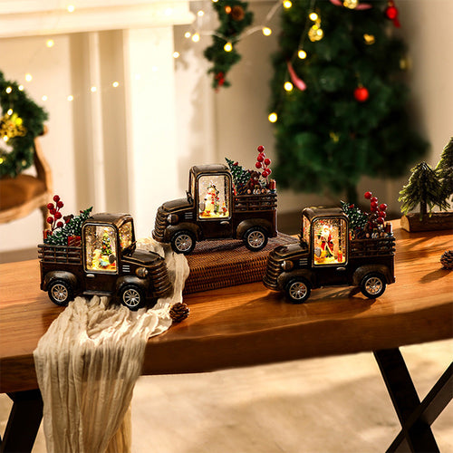 Christmas Truck Lamp — Vintage Snowfall Table Decoration, USB Powered – view 1