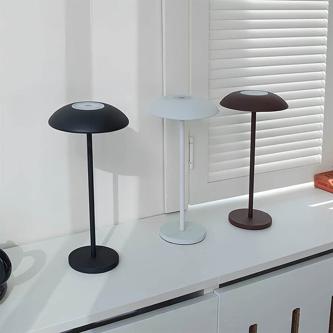Cordless Mushroom Table Lamp, 3600mAh Long-Run Battery, Touch Dimmer