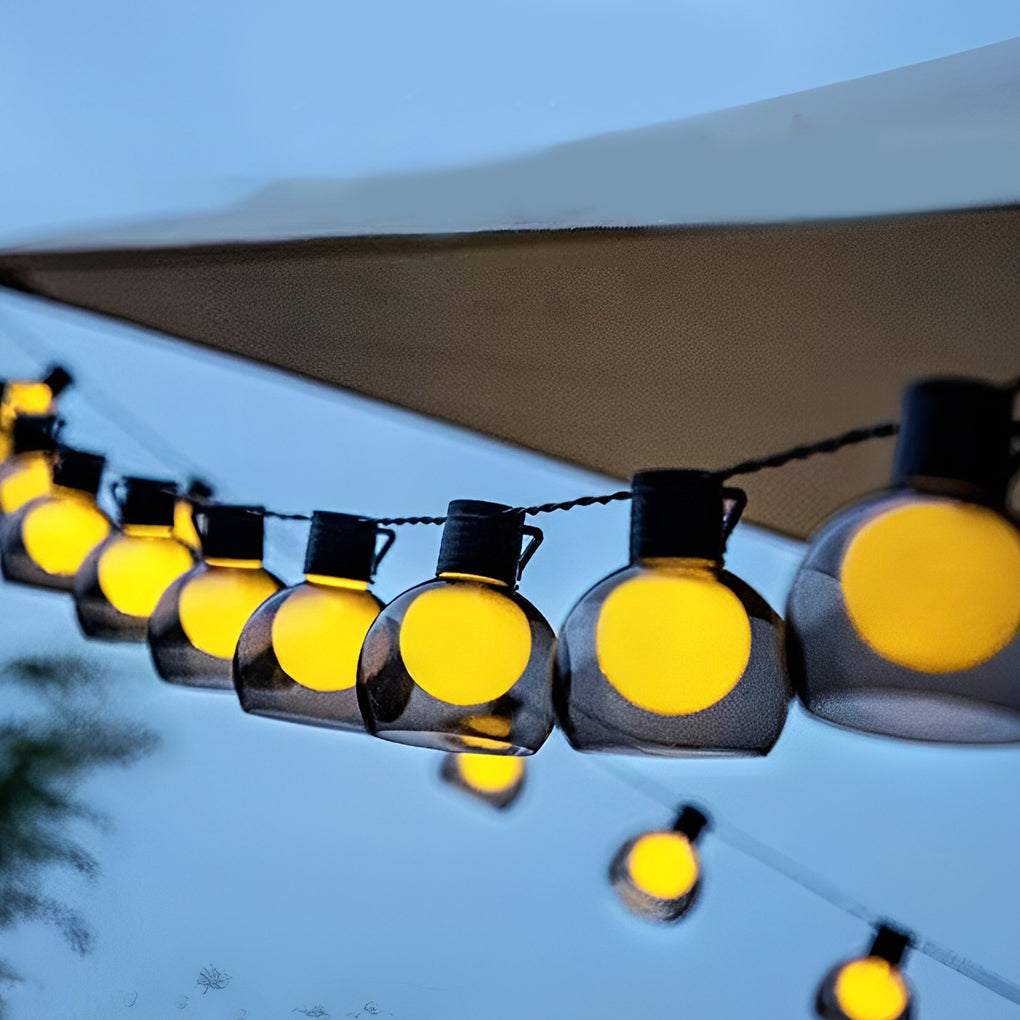 Globe String Lights — Glass Shade Outdoor Lights, Solar, USB or Hardwired