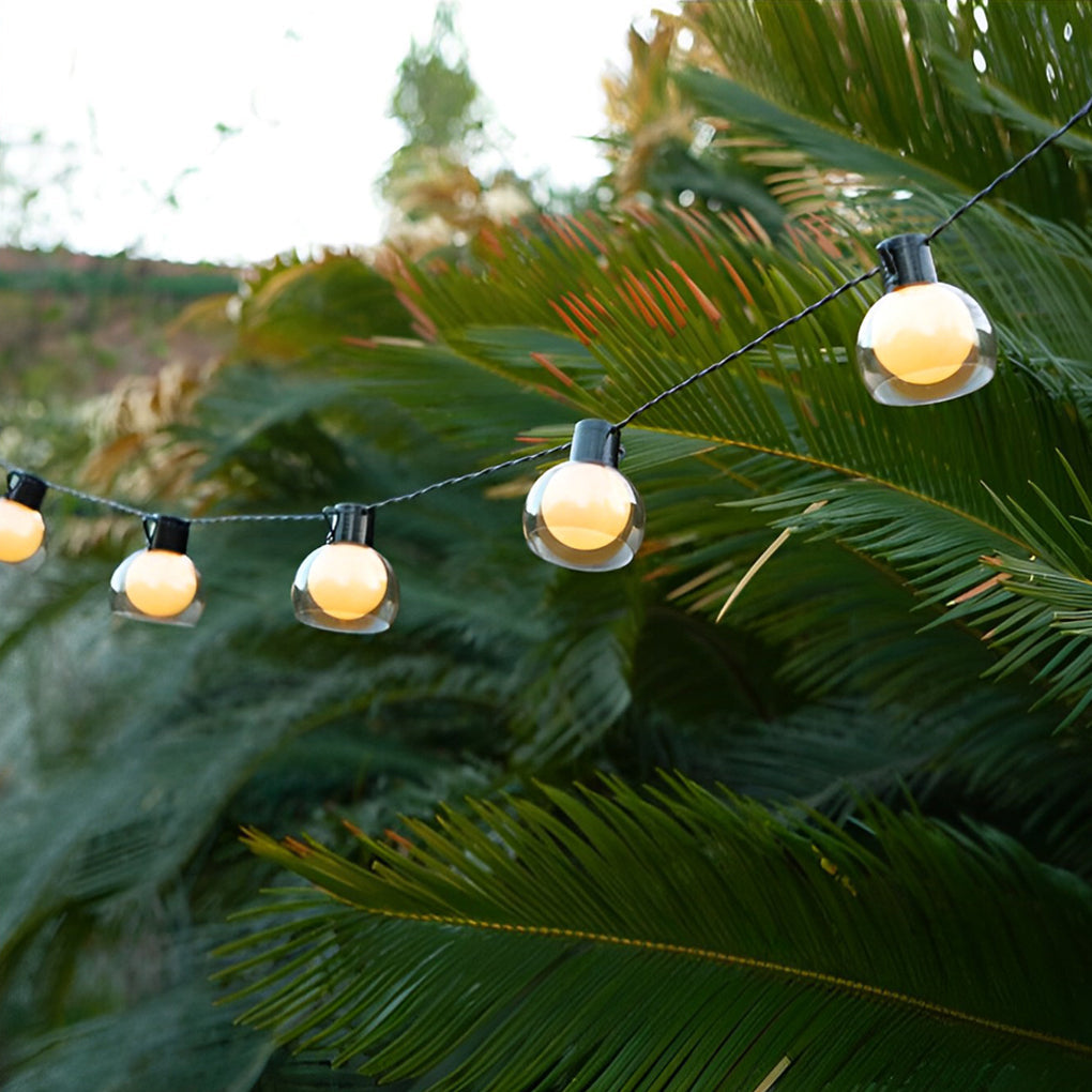 Globe String Lights — Glass Shade Outdoor Lights, Solar, USB or Hardwired