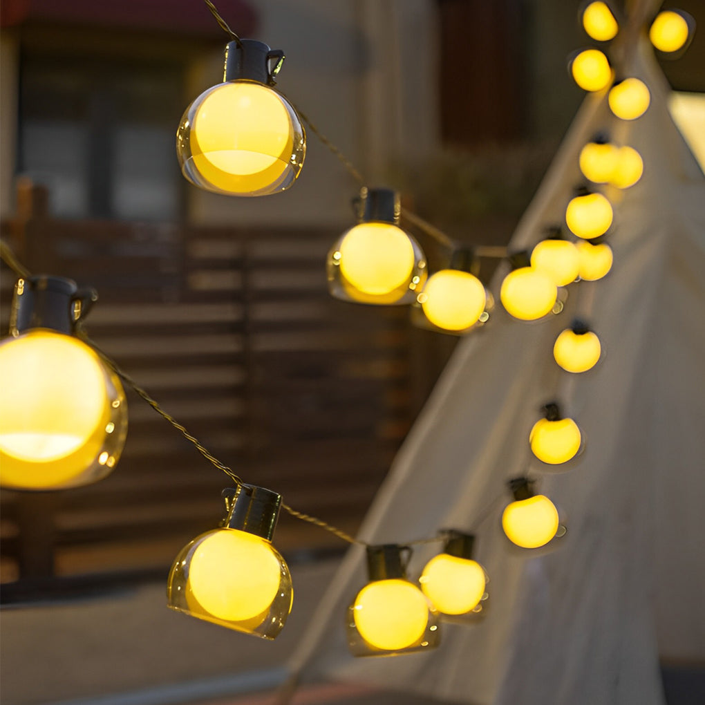 Globe String Lights — Glass Shade Outdoor Lights, Solar, USB or Hardwired