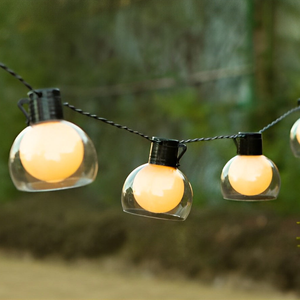Globe String Lights — Glass Shade Outdoor Lights, Solar, USB or Hardwired