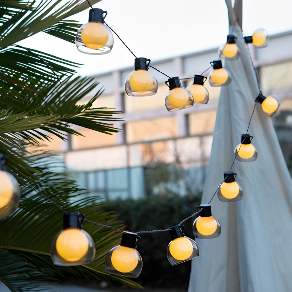 Globe String Lights — Glass Shade Outdoor Lights, Solar, USB or Hardwired