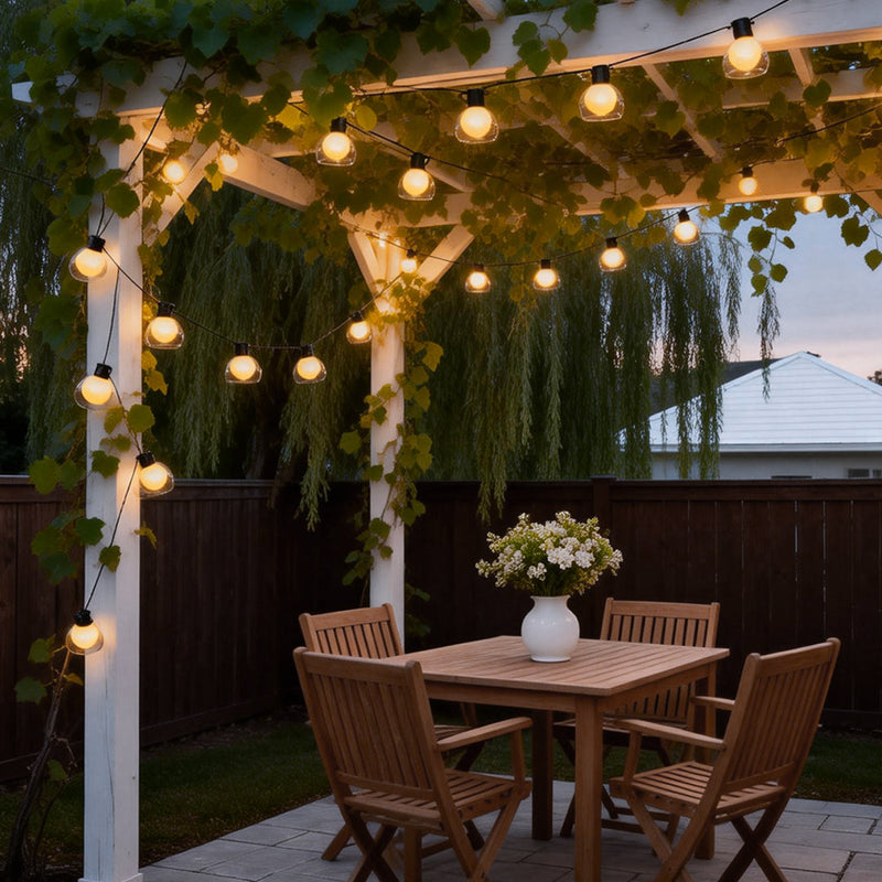Globe String Lights — Glass Shade Outdoor Lights, Solar, USB or Hardwired