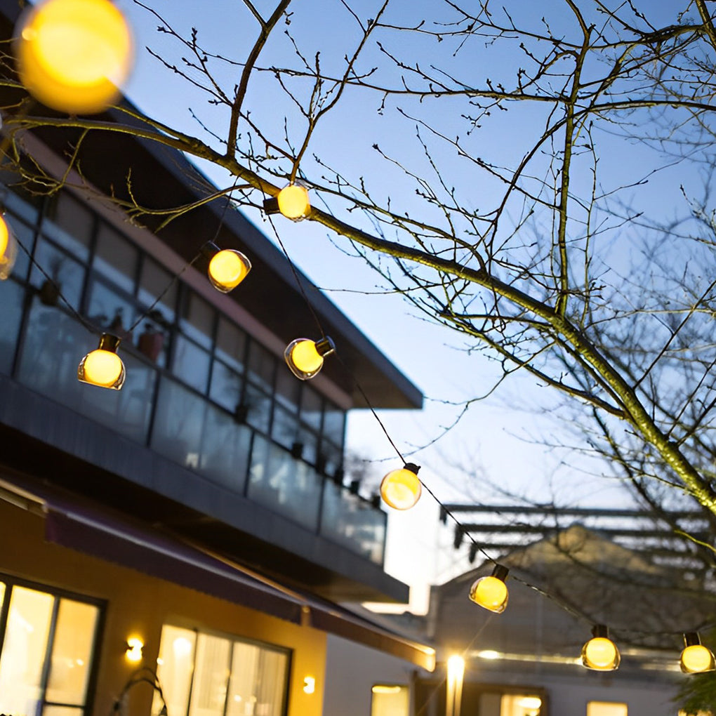 Globe String Lights — Glass Shade Outdoor Lights, Solar, USB or Hardwired