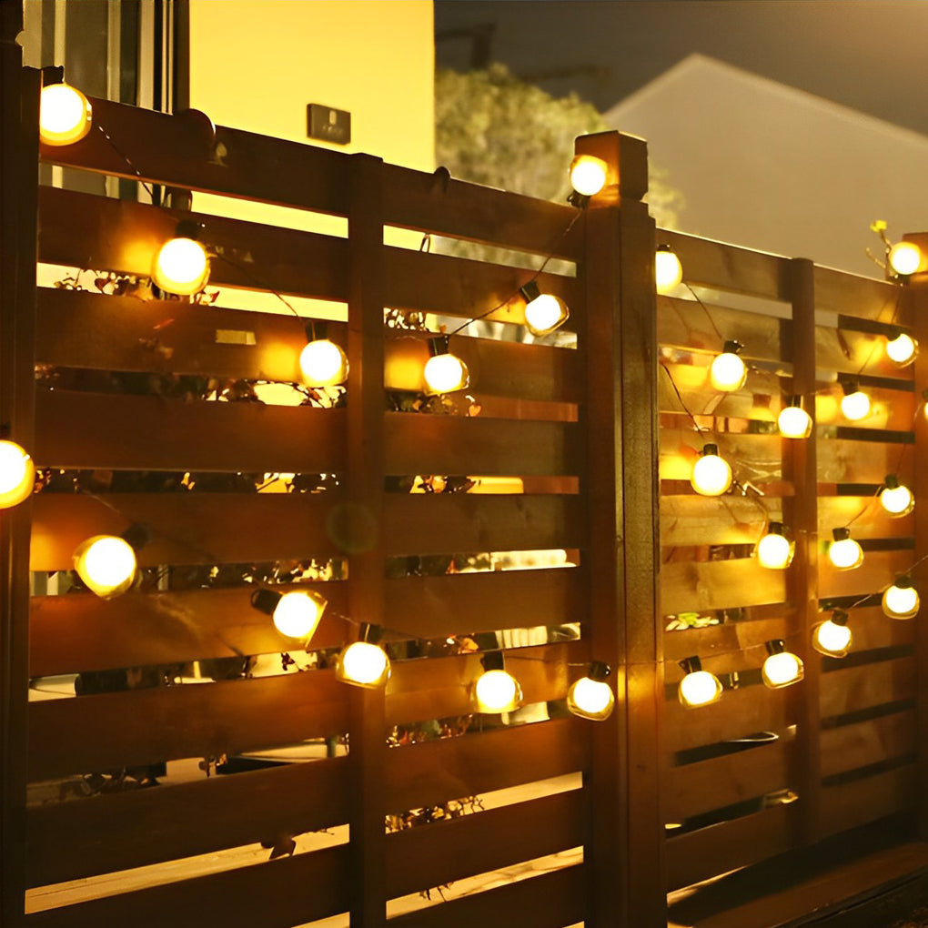 Globe String Lights — Glass Shade Outdoor Lights, Solar, USB or Hardwired