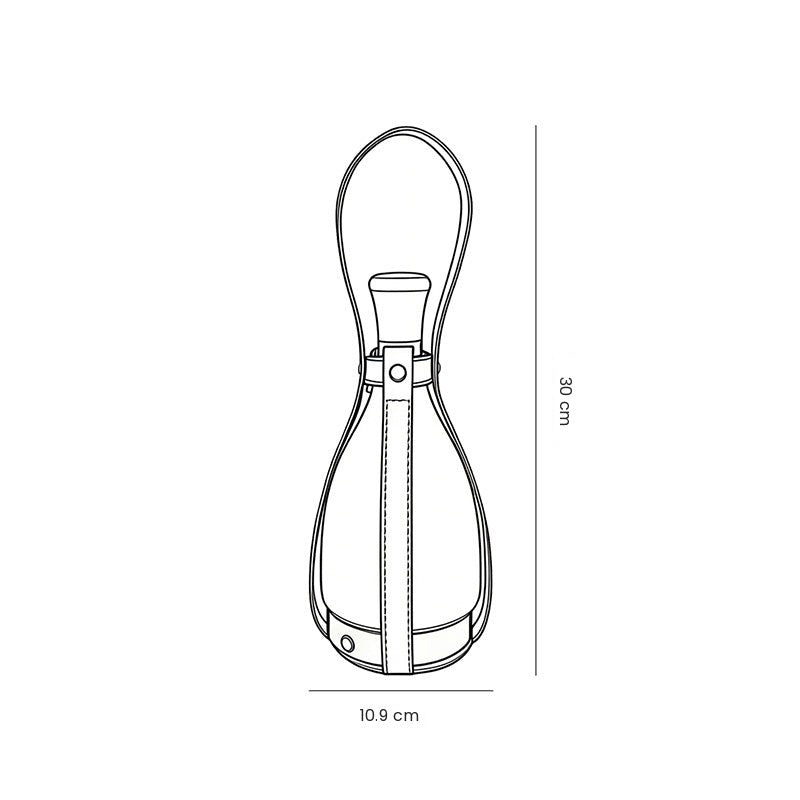 Cordless Table Lamp — Mid-Century Glass Bottle Lamp with Leather Handle