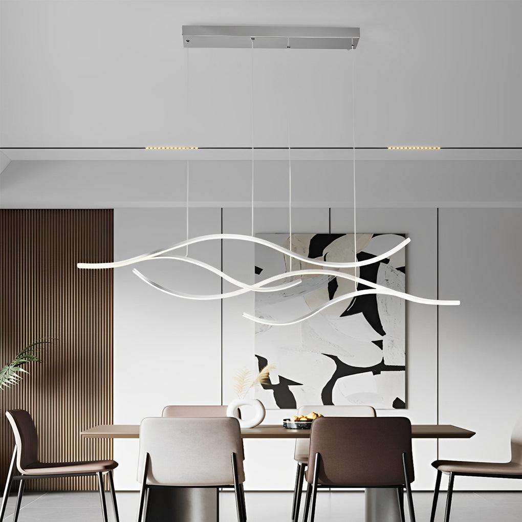 Curved LED Pendant Light Wavy LED Metal Ceiling Light