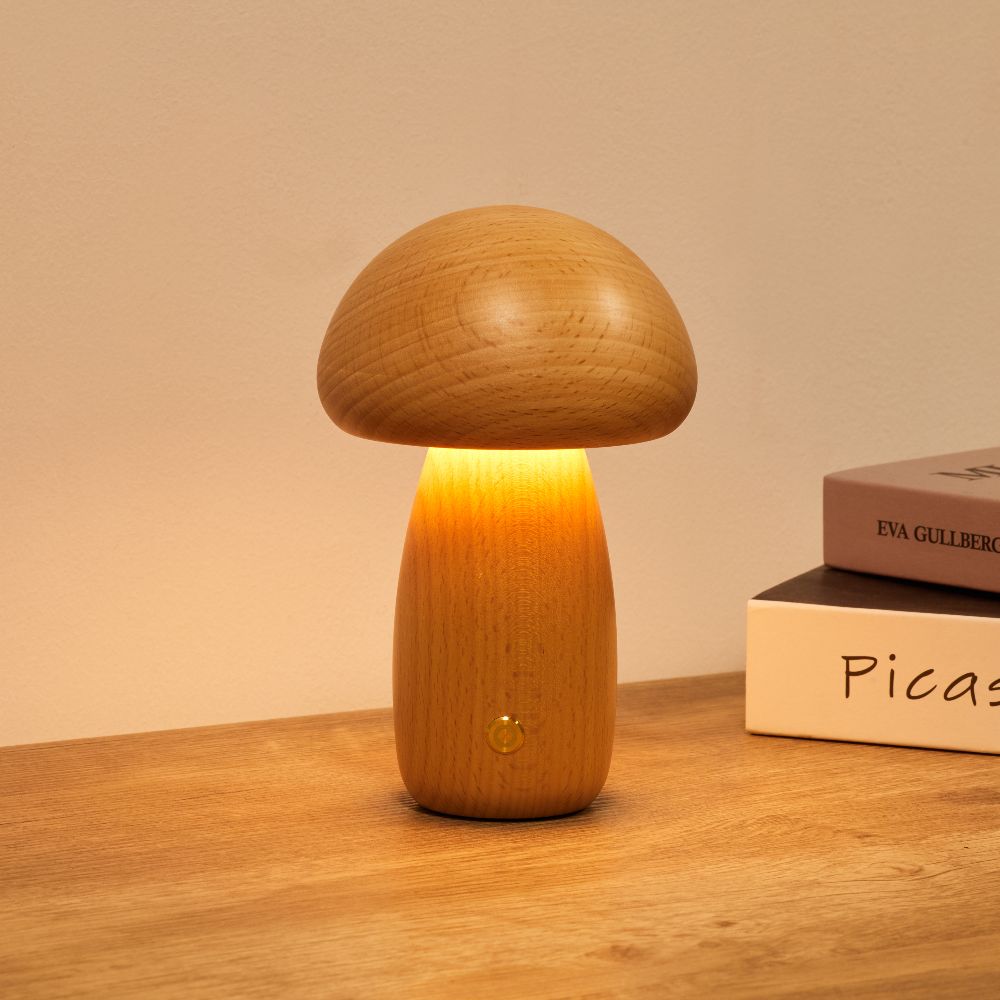 Juniper Wooden Mushroom Table Lamp